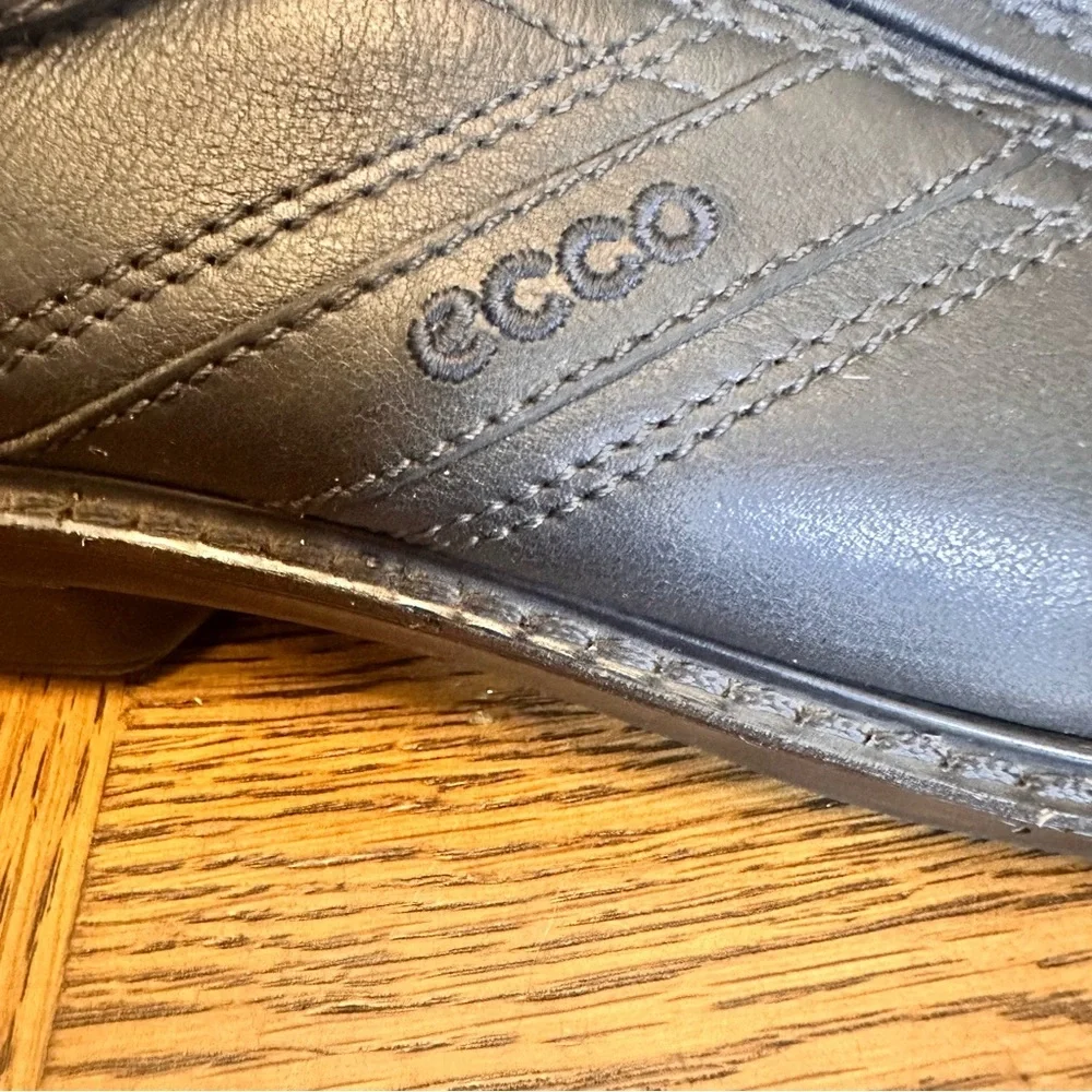 Ecco‎ Mens Loafers Shoes Sz 45 US 11 Black Light Shock Point Slip On Loafers EUC